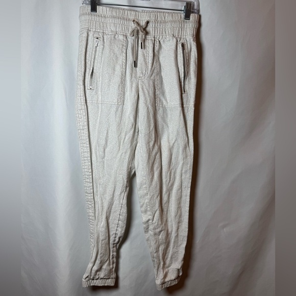 Athleta Cabo Linen Jogger Pants Cream 6 - Picture 1 of 8